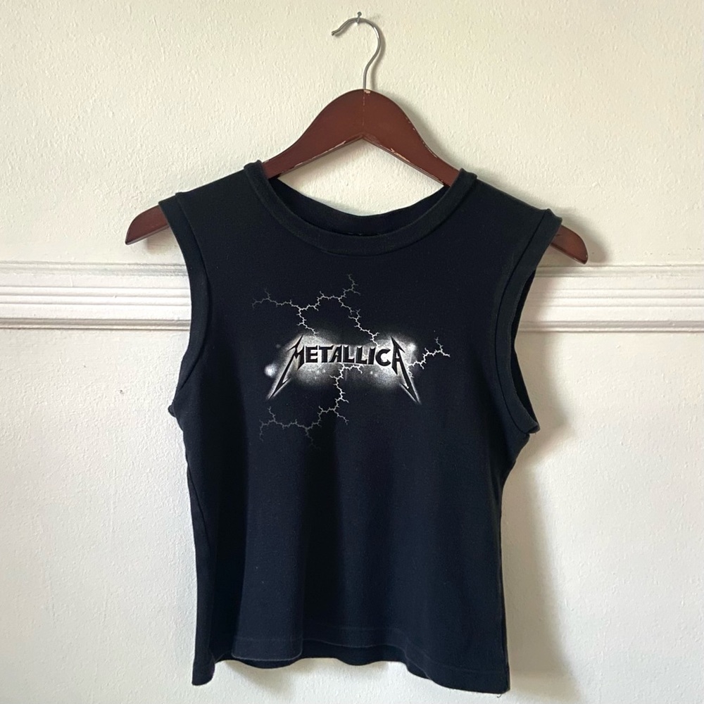 Y2K circa. 1997 Vintage 90s Black Metallica Band Sleeveless Shirt.